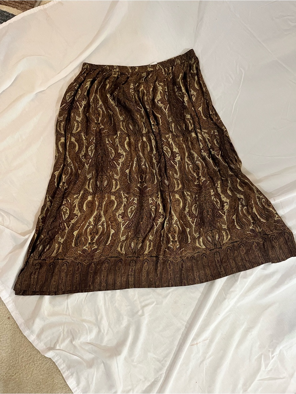 VTG The Villager - Women's Paisley Midi Skirt Rayon